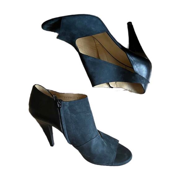 BALENCIAGA Paris Italian Ankle Leather Cutout Booties Open Toe Suede Pumps 39.5 - Picture 3 of 12